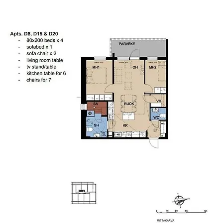 Compact 2bdr With Private Sauna Apartment *