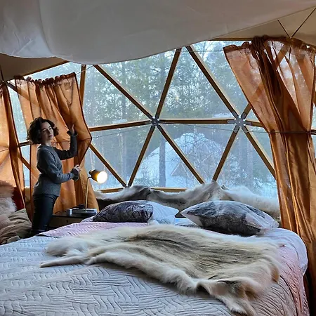 Luxury tent Aurora Igloo Fireplace-heated Tents In A Secret Forest With Private Jacuzzi And Shared Sauna Bathroom And Dog Friendly