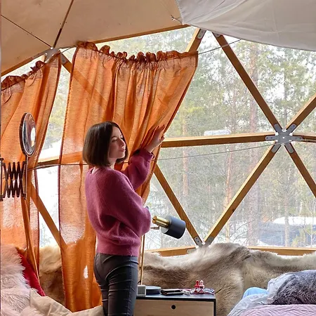 Aurora Igloo Fireplace-heated Tents In A Secret Forest With Private Jacuzzi And Shared Sauna Bathroom And Dog Friendly Luxury tent Rovaniemi